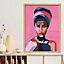 Image encadrée portrait de femme rose l.43 x L.53 cm