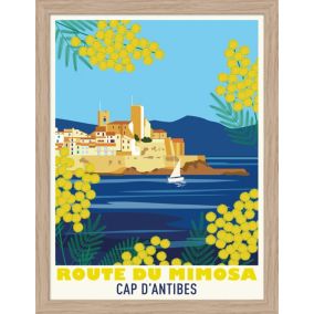 Image encadrée route du mimosa cap d'Antibes Dada Art cadre en bois 30x40 cm