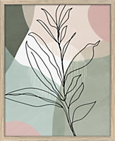 Image encadrée tiges graphique Dada Art vert et rose L.53 x l.43 cm