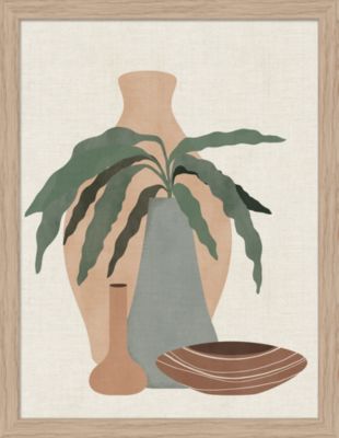 Image encadrée vase et pot ethnique beige l.30 x H.40 cm Dada Art