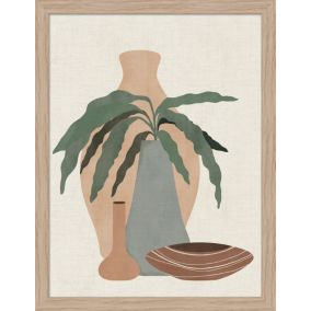 Image encadrée vase et pot ethnique beige l.30 x H.40 cm Dada Art