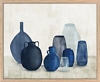 Image encadrée vases bleus bleu, blanc Dada Art l.33 x H.53 cm