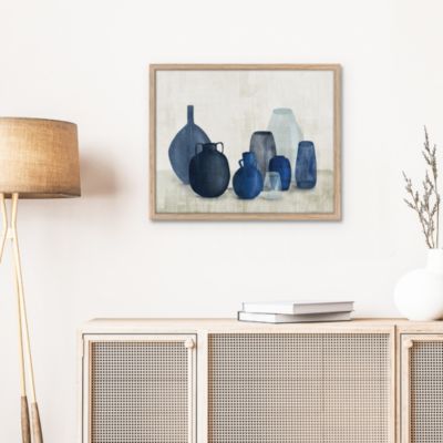 Image encadrée vases bleus bleu, blanc Dada Art l.33 x H.53 cm