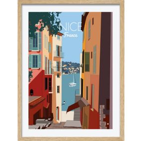 Image encadrée ville de Nice multicolore l.43 x L.53 cm