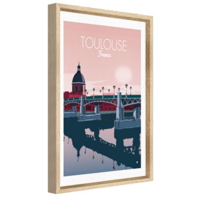 Image encadrée ville de Toulouse rose l.43 x L.53 cm