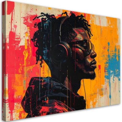 Image sur Toile, Portrait masculin dans une composition colorée ...