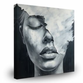 Image Sur Toile Visage Abstrait Portrait 80cm x 80cm  - Parfait pour décorer votre salon, chambre ou bureau avec un design unique