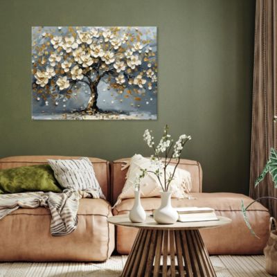 Impression sur toile abstrait arbre moderne 60x40 cm xxl tableau décoration deco murale intissée pour salon chambre cuisine