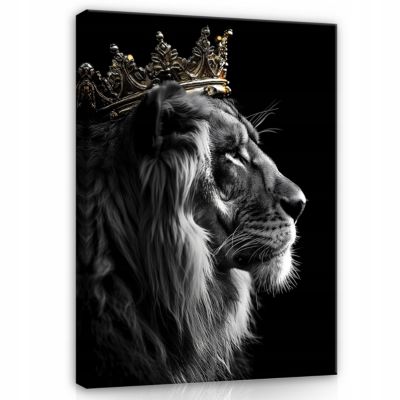 Impression sur toile abstrait lion motivation noir moderne 60x40 cm xxl tableau deco murale intissée pour salon chambre cuisine
