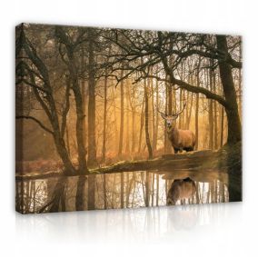 Impression sur toile chevreuil beige 100x75 cm xxl tableau décoration deco murale intissée pour salon chambre cuisine