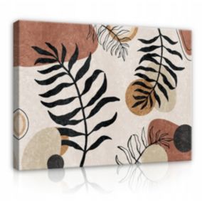 Impression sur toile feuilles beige nature 120x80 cm xxl tableau décoration deco murale intissée pour salon chambre cuisine