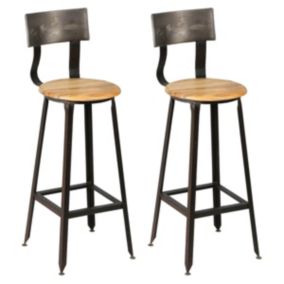 INDUS - Lot de 2 Tabourets de Bar Industriel H75