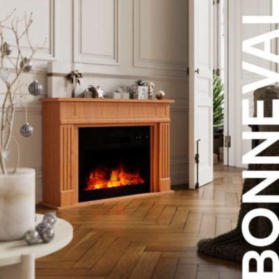Insert à bois effet flamme GoodHome 1800W noir