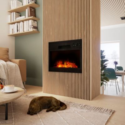 Insert à bois effet flamme GoodHome 1800W noir