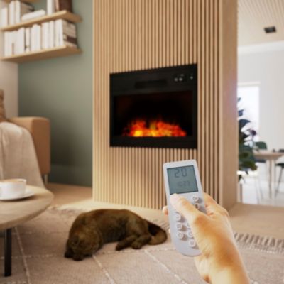 Insert à bois effet flamme GoodHome 1800W noir
