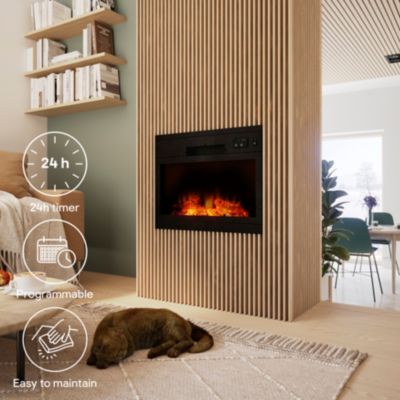Insert à bois effet flamme GoodHome 1800W noir