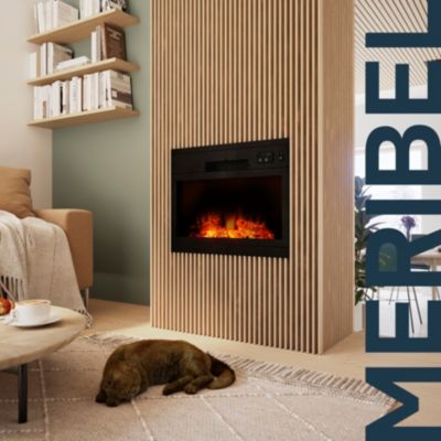 Insert à bois effet flamme GoodHome 1800W noir