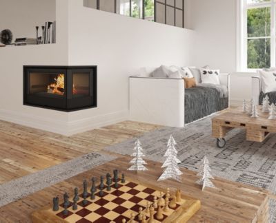 Insert cheminée à bois Holguin avec turbine 11,5 kW 2 vitres droite + 2 bouches recuperateur