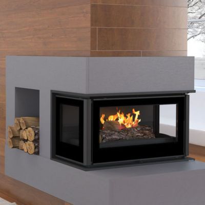 Insert cheminée à bois Holguin avec turbine 16 kW 3 côtés vitrées + 2 bouches recuperateur