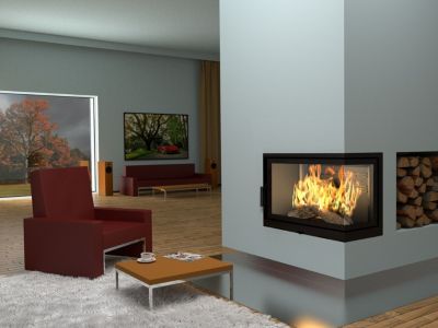 Insert cheminée d'angle levio II - 17 kw
