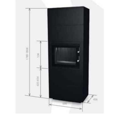 Insert de cheminée 60 B meuble noir 2+2 70x179 CM 4-6 kW