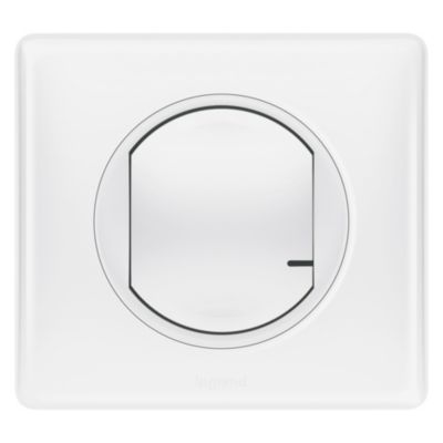 Interrupteur à option variateur à câbler pour installation connectée Céliane with Netatmo avec plaque blanche