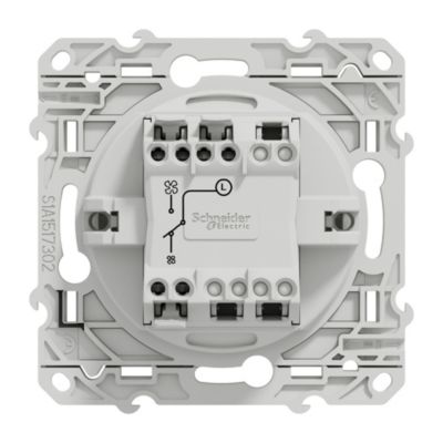 Interrupteur commande VMC 2 boutons à vis Schneider Electric Odace blanc