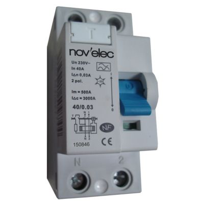 Interrupteur Différentiel 40A 30mA Type AC Nov'Elec - Pour Installation électrique, D'occasion Fonctionnel