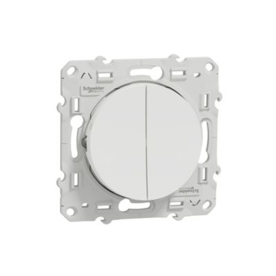 Interrupteur double poussoir connexion rapide à vis Schneider Electric Odace blanc