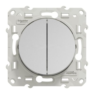 Interrupteur double va-et-vient connexion rapide à vis Schneider Electric Odace aluminium