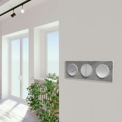 Interrupteur double va-et-vient connexion rapide à vis Schneider Electric Odace aluminium