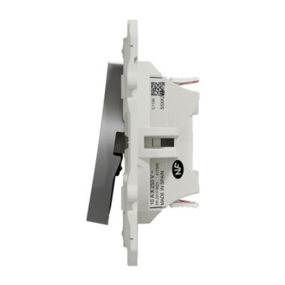 Interrupteur double va-et-vient connexion rapide à vis Schneider Electric Odace aluminium