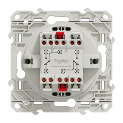 Interrupteur double va-et-vient connexion rapide à vis Schneider Electric Odace aluminium