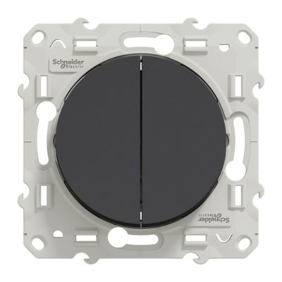 Interrupteur double va-et-vient connexion rapide à vis Schneider Electric Odace anthracite