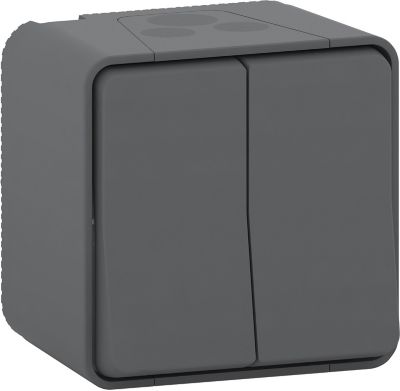 Interrupteur double va-et-vient étanche complet saillie Schneider Electric Mureva Styl anthracite