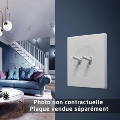 Interrupteur double va et vient Fontini Dom blanc à composer