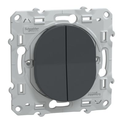 Interrupteur double va-et-vient Schneider Electric Ovalis anthracite