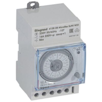 Interrupteur horaire analogique modulaire programmable automatique hebdomadaire - 1 sortie 16A 250V