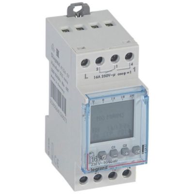 Interrupteur horaire digital modulaire programmable pour illuminations extérieures - 2 sorties 16A 2