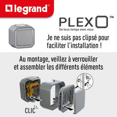 Interrupteur Legrand Plexo gris en saillie