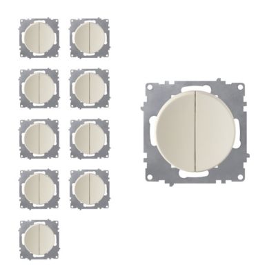 Interrupteur OneKeyElectro double 1 voie, lot de 10, beige | Castorama