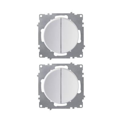 Interrupteur OneKeyElectro double 1 voie, lot de 2, blanc | Castorama