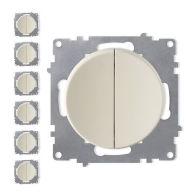 Interrupteur OneKeyElectro double 1 voie, lot de 7, beige | Castorama