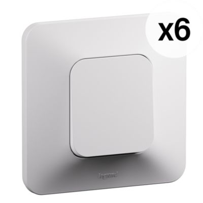 Interrupteur ou va-et-vient Neptune 10A blanc, bornes automatiques, Legrand (lot de 6)