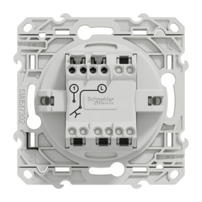 Interrupteur poussoir 10A à vis Schneider Electric Odace blanc