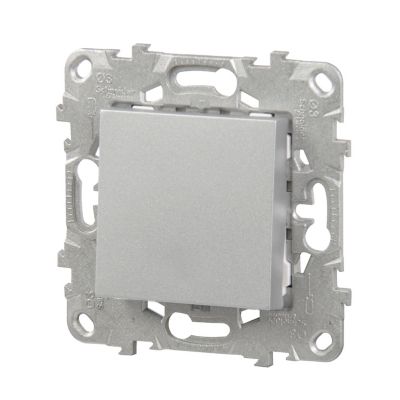 Interrupteur poussoir connexion rapide 10A Schneider Electric Unica Déco aluminium