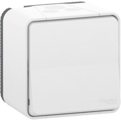 Interrupteur poussoir étanche complet saillie Schneider Electric Mureva Styl blanc