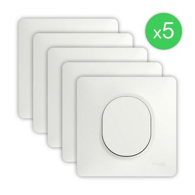 Interrupteur va-et-vient complet Schneider Electric Ovalis blanc, lot de 5