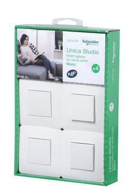 Interrupteur va-et-vient complet Schneider Electric Unica Déco blanc, lot de 4