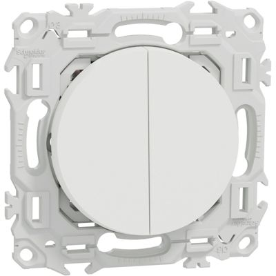 Interrupteur va-et-vient ou poussoir double Blanc craie Schneider Odace
